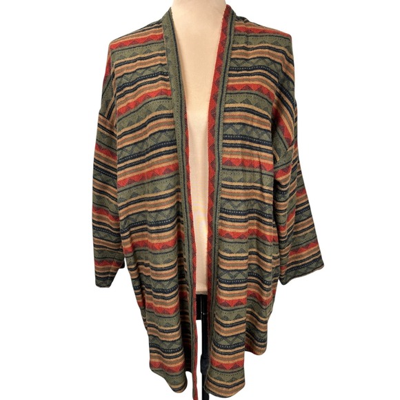 Prospective Flow Men's Wool Haori Jacket Small Open Front Aztec Stripes - Picture 1 of 9